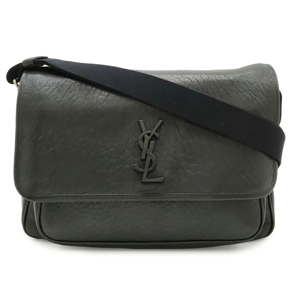 SAINT LAURENT PARIS YSL Yves Niki Shoulder Bag Messenger Grain Leather Black